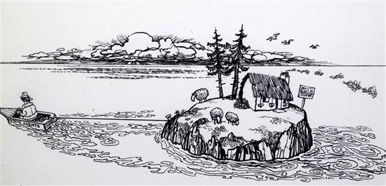 William Bill Hewison (Punch Cartoonist) Estate Agent 7.25 x 14.5in.
